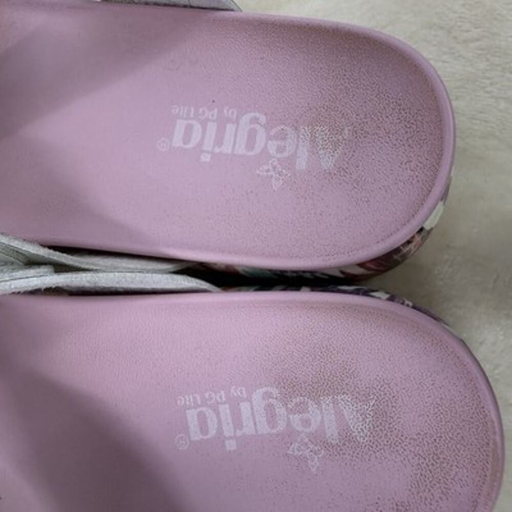 Alegria Vita Platform Slide Sandals 39 US 9 White Patent Leather Pink Floral - Picture 9 of 14